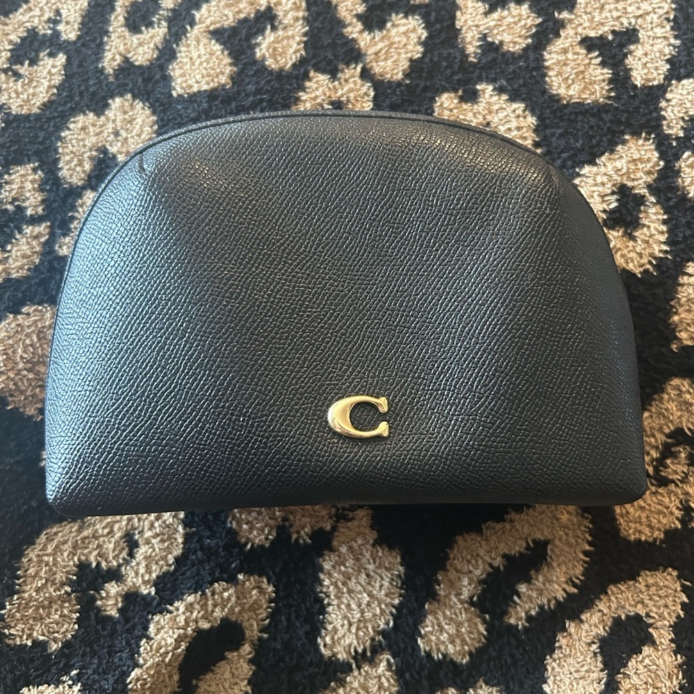 Coach Julienne Cosmetic Case 17 Black Crossgrain Leather